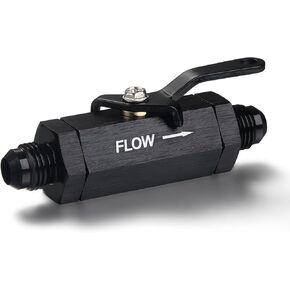 6AN Male Flare Inline Fuel Shut Off Valve with Cable Lever Aluminum Black