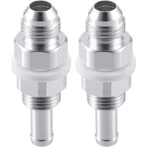 X AUTOHAUX 2pcs Car Fuel Line Fitting 6AN Male Flare Bulkhead to 5/16" Hose Barb Fuel Tank Fitting Adapters Aluminum Alloy Silver Tone