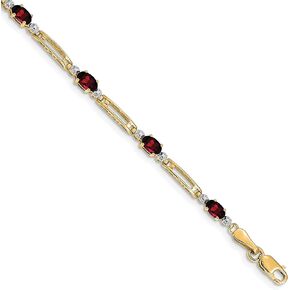 Avariah 14k Yellow Gold Diamond and Garnet Bracelet - 7"