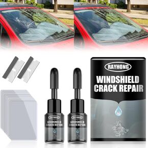Car Windshield Crack Repair Fluid,Windshield Repair Kit,Upgraded Multifunctional Windshield Repair Kit,Car Glass Repair Fluid Scratch Chip Cracks Repair Kit for Fixing Star Shaped Crack(Black Kit*2)