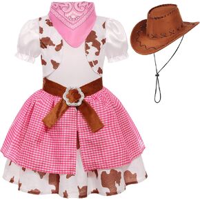 Cowgirl Costume for Girls with Hat Halloween Party Dress Up