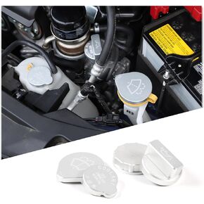 Aluminum Alloy Engine Oil Cap Radiator Cap Washer Cap Brake Fluid Cap Cover Trim Compatible with Subaru WRX 2022 2023, Engine Cap Cover Set WRX Accessories 4PCS (silver)