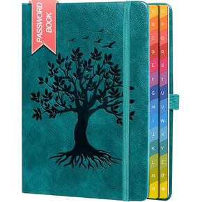Password Book with Colorful Alphabetical Tabs, 8.4" x 5.8" Hardcover Password Keeper Organizer for Managing Internet Website Addresses and Logins, Ideal Gift for Home and Office - Blue