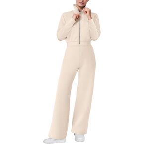SAMPEEL One Piece Jumpsuits for Women Casual 2024 Fall Fashion Half Zip up Travel Airplane Vacation Outfits Wide Leg