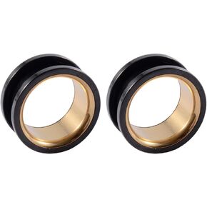 NewZenro Two Tone Hollow Ear Tunnels Plugs Expander Gauges Stretcher Earrings for Men Women Screw Stainless Steel Hypoallergenic Body Piercing Jewelry Fashion Personalized Gift