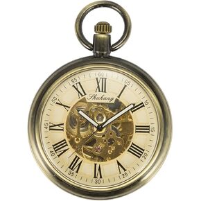 ساعة جيب أوتوماتيكية من ManChDa Steampunk Skeleton ذات وجه مفتوح للرجال in Kuwait