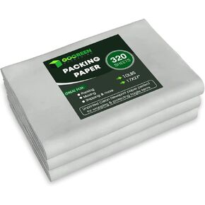 Packing Paper for Moving - 320 Newsprint Paper Sheets for packing supplies -10 lb - 17" x 27" Moving Supplies Packing paper for Dishes and Glasses - Made in USA