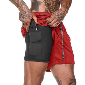 Men's 2 in 1 Running Shorts with Liner,Dry Fit Workout Mens Tennis Shorts with Pockets
