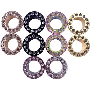 2PCS Rhombic CZ Gems Ear Gauges, Various color shells, Screw-On ear Tunnels, Ear Strecther Expander gauge 6g to 5/8''