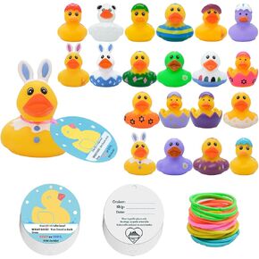 Ducks Tags for Cruising 60 Packs Kit, 20 Rubber Ducks+20 Ducks Tags+20 Rubber Bands, Cruise Ducks Set for All Major Cruise