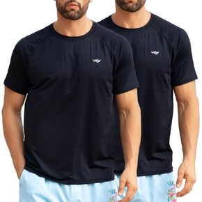 Men's Rash Guard Swim Shirts Short Sleeve Fishing Beach-Recommended Larger one