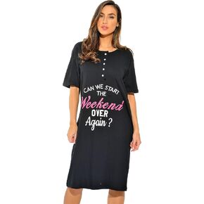 Just Love Short Sleeve Nightgown Oversized Screen Print Sleep Dress for Women
