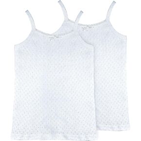 Brix Girls' Camis White Undershirts - 100% Cotton 4 pk Tank top undershirt.