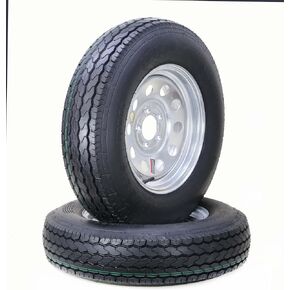 Trailer Tire Wheel Assembly ST205/75D15 6-Ply C 101L 5 Lug on 4.5" PCD Galvanized Mod Rim,SET 2