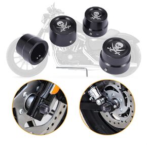 4Pcs Axle Nut Cover, Motorcycle Front & Rear Axle Caps Bolt Set Fit for Harley Touring V-Rod Dyna Softail Sportster XL 883 1200