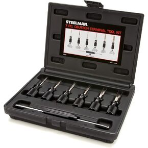 Steelman 7-Piece Deutsch Terminal Tool Kit for Auto Techs, Remove Terminal Block Wires Without Damage, Tools for 4, 8, 12, 14, 16, and 20 Gauge Wire Terminals, Wedge/Removal Tool and Screwdriver