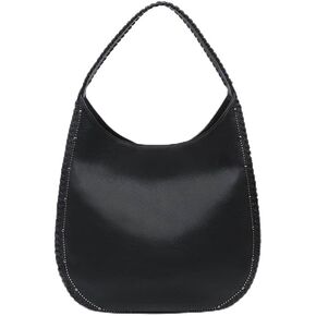 Jen & Co. Leslie - Studded Whipstitch Hobo - Vegan Leather Shoulder Handbag Purse