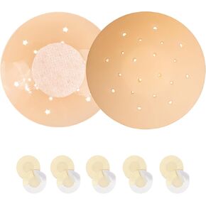 Breathable Nipple Covers, Invisible Reusable Silicone Ultra-Thin Pasties, Sticky Adhesive Bras (Beige and Brown)