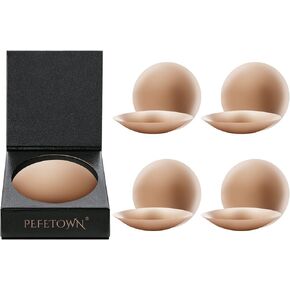 Ultra-Thin Nipple Cover, 4 Pairs Extra Nipple Covers for Women, Skin Safe Long-Lasting Adhesive Silicone Bras