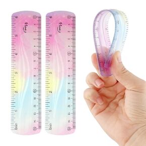 2 Pcs Flexible Rulers,Cute Ruler,Ruler 6 inch/15cm-Draw Lines Along Irregular Surface,Small Ruler for Journaling Bendable Ruler Colorful Pocket Ruler Clear Ruler Drafting Tools & Drafting Kits