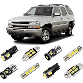 White Interior LED Lights Kit for Chevrolet Chevy Tahoe/Suburban, GMC Yukon 2000 2001 2002 2003 2004 2005 2006 Super Bright 6000K LED Bulbs Package + License Plate Lights and Install Tool