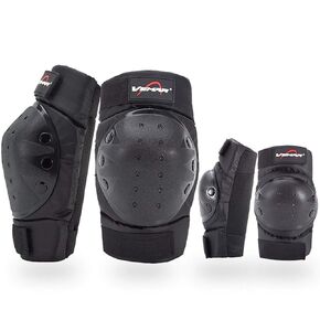 4pcs Motorcycle Knee Shin Guards Adjustable Elbow Guard Pads Crashproof Nonslip Knee Cap Pads Protector for Motocross Racing ATV Skating Protective Gear (Black83)