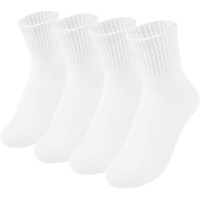 Kids White Seamless Socks Cotton Crew Socks School Ankle Socks with Retro Stripes For Boys Girls