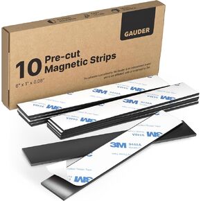 GAUDER Magnetic Strips (Pack of 10) | Magnet Tape | Magnetic Strips with Adhesive Backing | Magnet Strips | Magnetic Tape (0.08 inch x 1 inch x 6 inches) in Kuwait