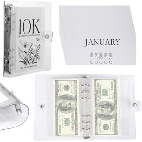 12-Month Envelopes Money Saving Challenge Binder,12 Month Savings Challenge,Money Saving Budget Binder with Cash Envelopes, Saving Challenge Book and Budget Binder, Reusable Saving Budget Binder (10K)