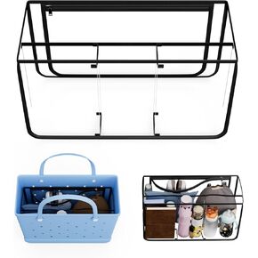 Clear Bogg Bag Organizer Accessories for X Large Bogg Bag, Waterproof Beach Bag Organizer Insert, Beach Tote Bag Divider Pouch L16.93 x W7.48 x H11 Inches, Black