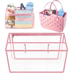 NBOOCUP Clear Beach Bag Organizer Accessories for Bogg Bag X Large, Insert Divider Pouch Zipper for Bogg Bags, Organizing Your Bag and Divide Space, White