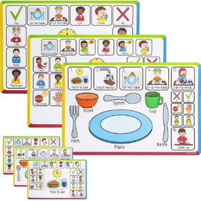 Speech Therapy Placemats 6 Pack: Autism Learning Materials, ABA Therapy, Special Education, Non Verbal Communication Board, AAC, Visual Aids