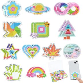 VOFAORT 24 Pieces Anxiety Sensory Stickers with Storage Box - Calming Strips with 2 Textured Stickers for Adults & Teens Desk Fidget