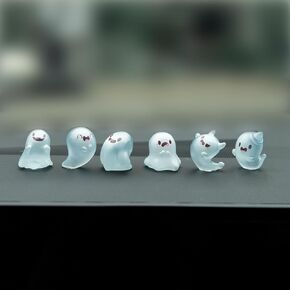 Luminous Ghost Car Dashboard Decor, 6PCS Fun Ghost Car Dash Decorations Car Rear View Mirror Ornament Interior Accessories for Home Office