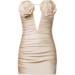 JW PEI Women's Bailee Floral Applique and Ruched Tube Mini Dress