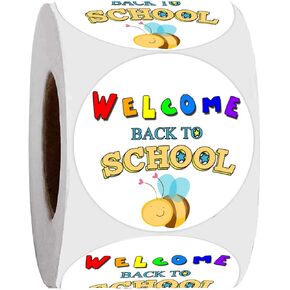 500Pcs Welcome Back to School Stickers,Happy First Day of School Decal Stickers Roll 2 Inch Self Adhesive Label Stickers for Card Envelope Invitation Scrapbook Craft Decor