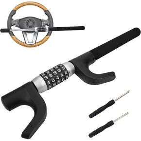 Car Steering Wheel Lock Anti Theft Device, Heavy Duty Car Security Lock Anti Theft Device, Safety Password Lock, Adjustable Length Lock Steering Wheel for Truck Van RV SUV