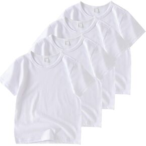 4 Pack Cotton Kids T-Shirts Short Sleeve Summer Crew Neck Basic Tops for Boy & Girl&Toddlers Unisex Children