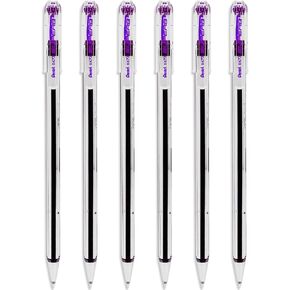 Pentel Superb Ballpoint Pen أقلام ذات نقطة كروية 0.7 مم طرف بنك الاستثمار القومي 0.25 مم عرض الخط خط رفيع قابل لإعادة الملء حبر BK77 - عبوة من 6 - بنفسجي