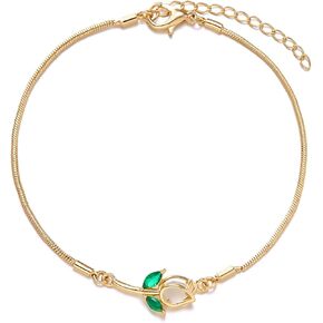 Refreshing Tulip Charm Bracelet Flower Teardrop Cubic Zirconia Bracelets for Women