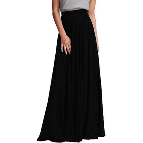 Long Maxi Floor Lengh Chiffon Skirt Elastic High Waist Bridesmaid Skirt