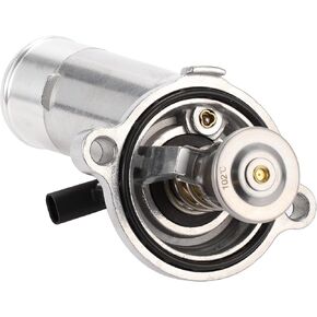 Car Thermostat No.4893177AB Engine Coolant Thermostat Housing Assembly for Dodge for Ram 2500 3500 4500 5500 2014-2020 Aluminum Alloy Silver Tone