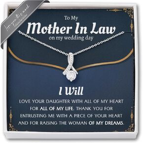 Sentimental Wedding Day Gift Graceful Beauty 14k White Gold Necklace, Mother of the Bride Gift, To My Mom on Wedding Day, Wedding Gift from Parents, Best Friend Female Wedding Gift, Mother of the Groom