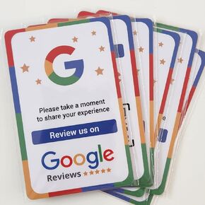 Review Us Card with NFC & QR Code- Easy Tap or Scan to get Customer Feedback - Compatible with iPhone & Android - No App, No Subs (Pack 6)
