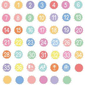 48Pcs Pastel Colors Number Stickers Mini Dot Number Spot Marker Decals Boho Classroom Labels Accents Cutouts for Kindergarten Elementary School Floor Party Decoration