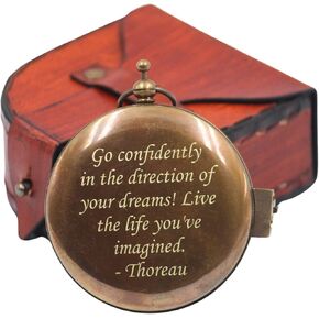 Thoreau go Confidently Compass Sundial Gift Engraved Inspiration Quote Gifts Graduation Gift for him/her - Compass for Boys - Girls - Confirmation Gifts