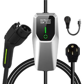 AWESAFE Electric Vehicle Charger Level 2 EV Charger, 7.6KW Portable Fast Charger with J1772 Connector, 32Amp NEMA 14-50 Plug, Scheduled Charging, Plug-in Home EV Charging Station