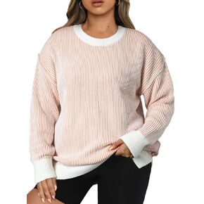 Eytino Womens Plus Size Sweaters Crew Neck Long Sleeve Pullover Casual Ribbed Knit Tops(1X-5X)