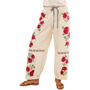 Kedera Mid Rise Barrel Jeans for Women Embroidered Wide Leg Denim Pants Boyfriend Baggy Jeans with Pockets