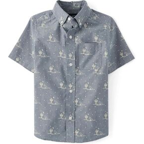 The Children's Place Boys' Short Sleeve Poplin Button Down Shirt